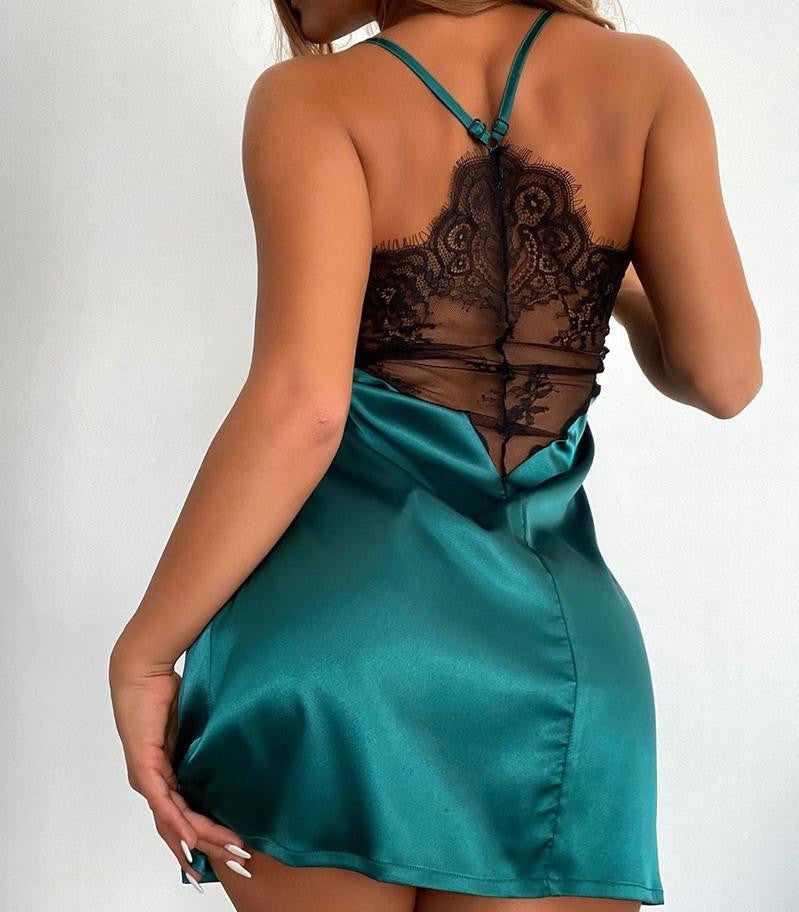 Skirt Green Splicing  Lace Of Female Summer Suspenders