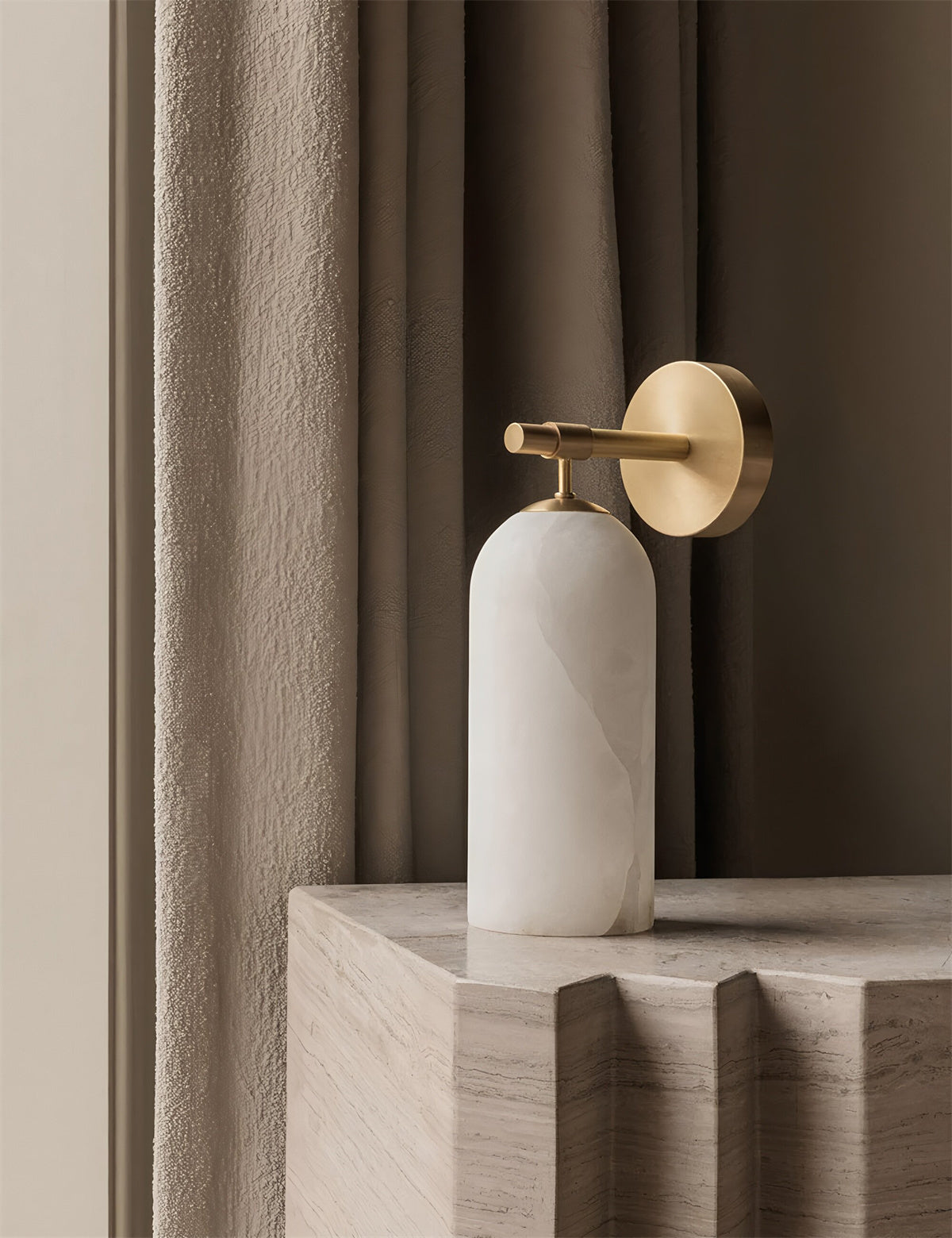 Simple Marble Copper Wall Lamp In Spain