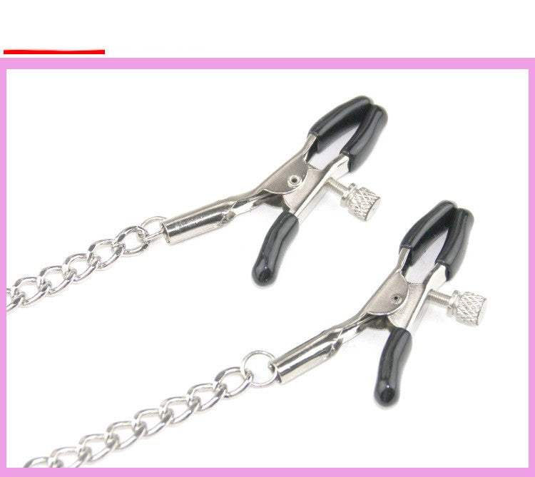 Leather Nipple Clamp Collar Iron Chain Traction Neck Scarf