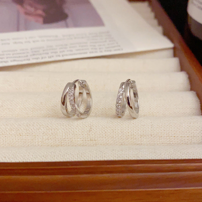 999 Fine Silver Diamond-studded Earrings For Women