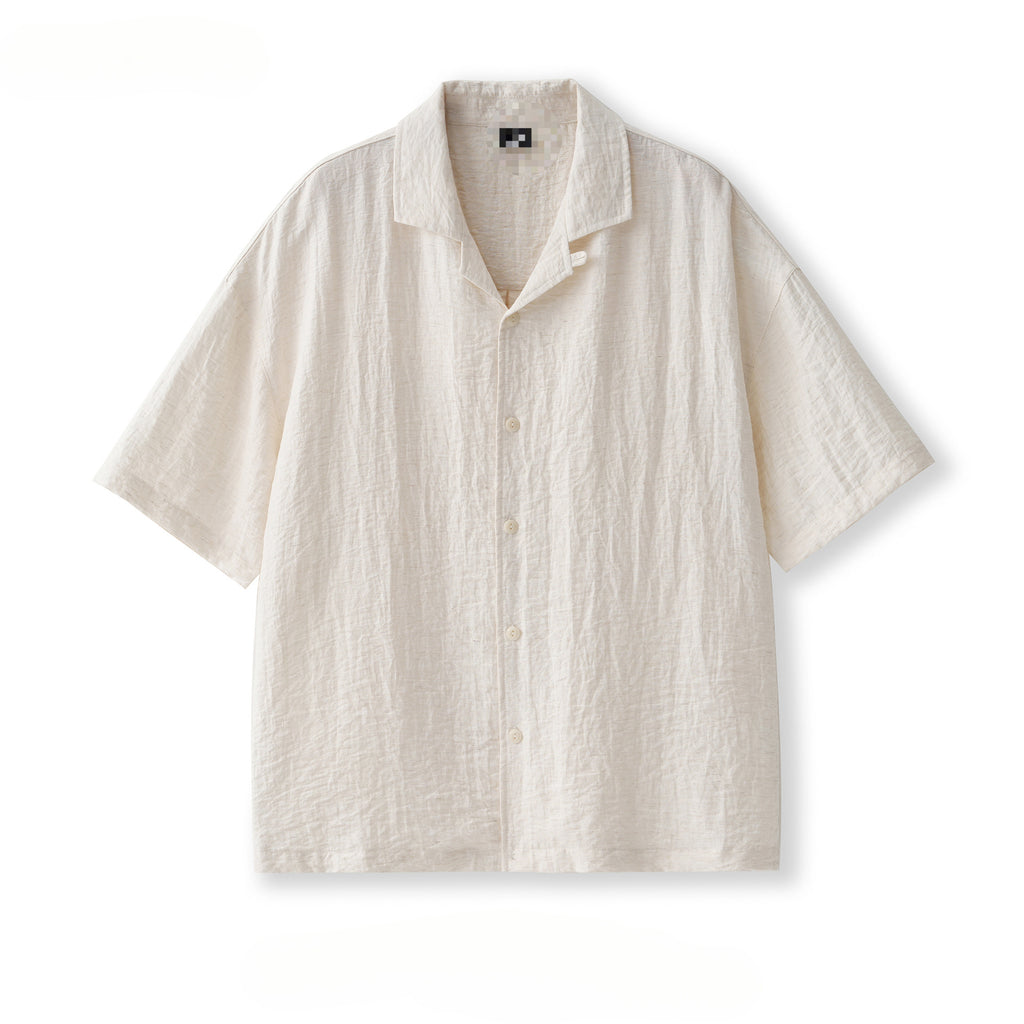 Mens Summer Lightweight High-End Loose-Fit Casual Lapel Top