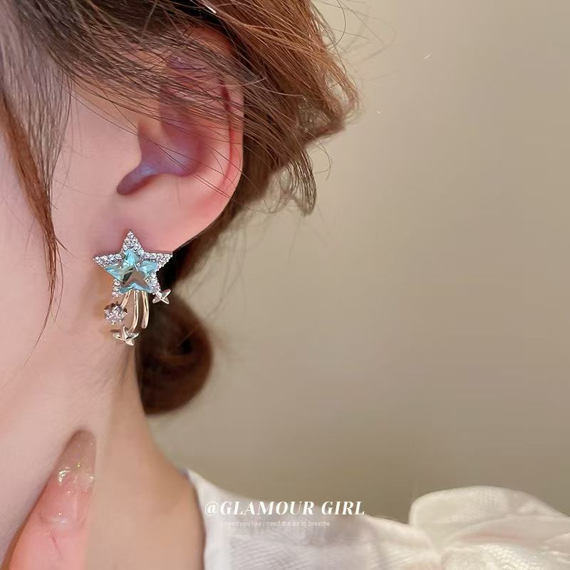 Summer Star Zircon Earrings, Niche Creative Designer Exquisite Studs, Elegant Light Luxury Fashion High-End Ear Jewelry