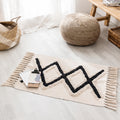 Vintage Fringed Cotton And Linen Strip Rug