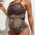 Two-piece Floral Leopard-print Ruffled Swimsuit