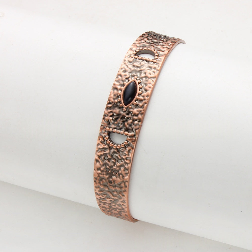 Vintage Hollowed-Out Solid Copper Magnet Red Copper Bracelet