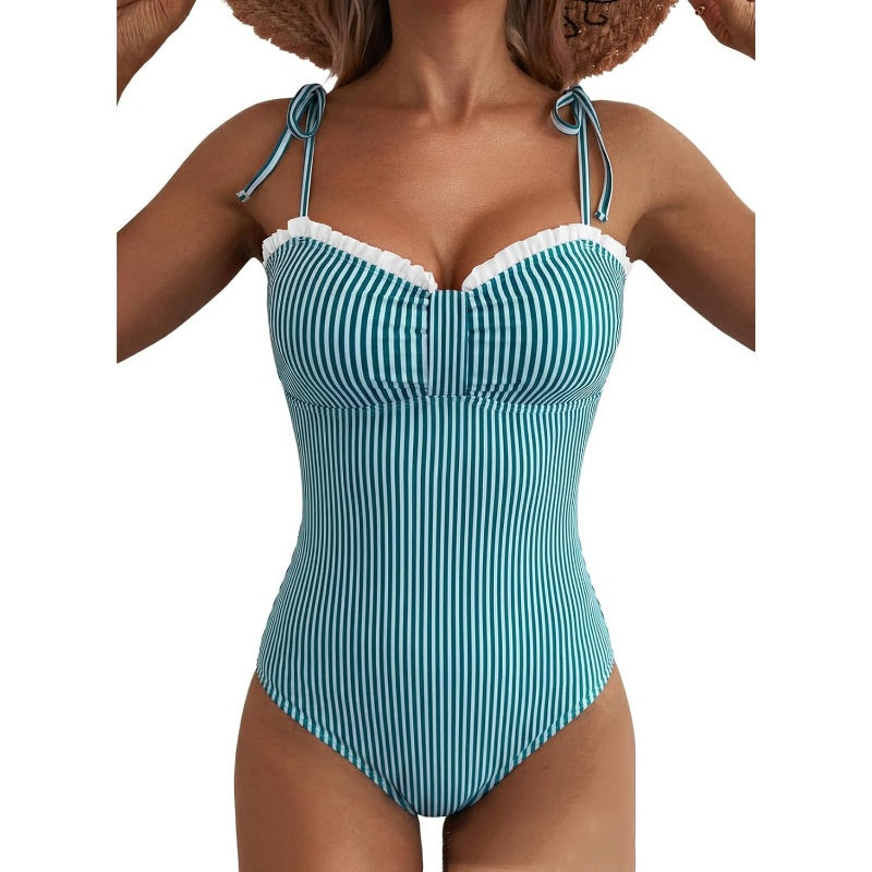 New Polka-dot Retro-style Strap One-piece Swimsuit