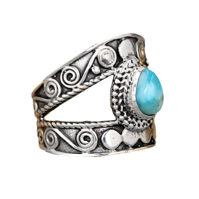 Carved Pattern Water Drop Ring For Women