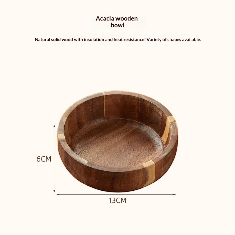 Hand-Painted Acacia Wood Salad Bowl For Home Use