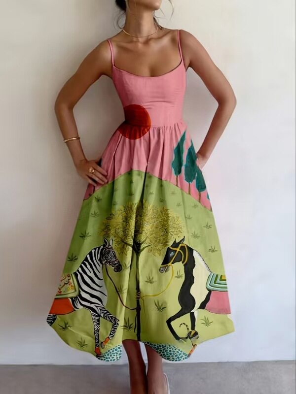 Strapless Sleeveless Casual Bohemian Dress