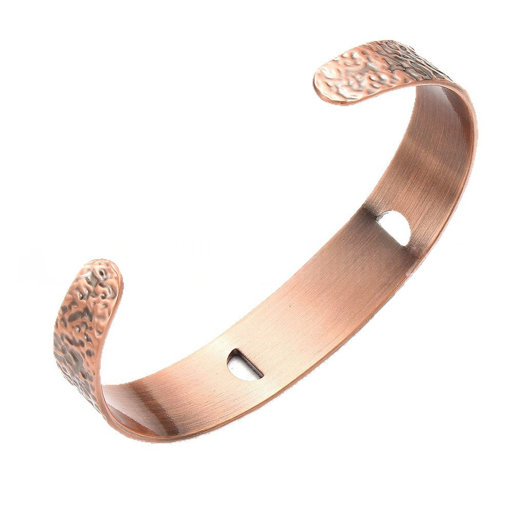 Vintage Hollowed-Out Solid Copper Magnet Red Copper Bracelet