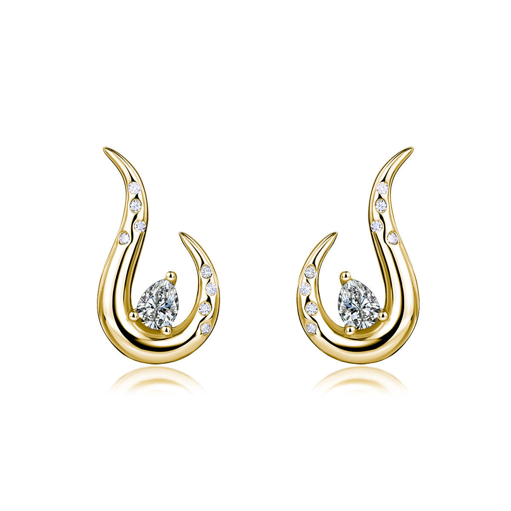S925 Sterling Silver Wave Drop Earrings, 3x4mm Pear Cut D-VVS1 Moissanite, Platinum Plated Minimalist Studs With Elegant Gift Box