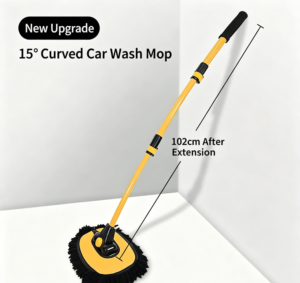 Telescopic Car Wash Mop, 3-Section Extendable Chenille Soft Bristle Cleaning Brush For Vehicle Washing