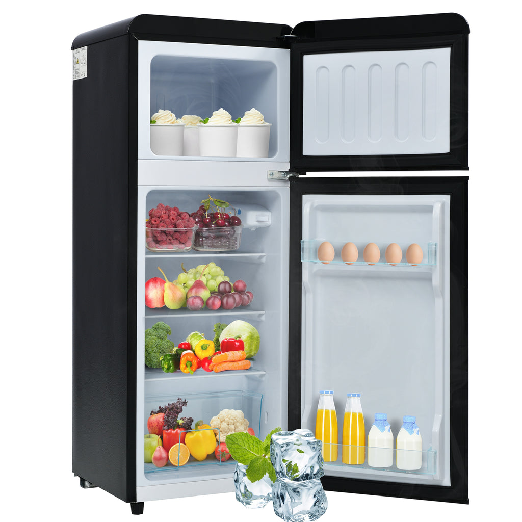 Retro Fridge-freezer, 105.5 Cm High, 41 Cm Wide, Two-door, 92-liter Total Capacity, With 28-liter Freezer Capacity. 116 KWhyear,  LED Light. Energy Class D