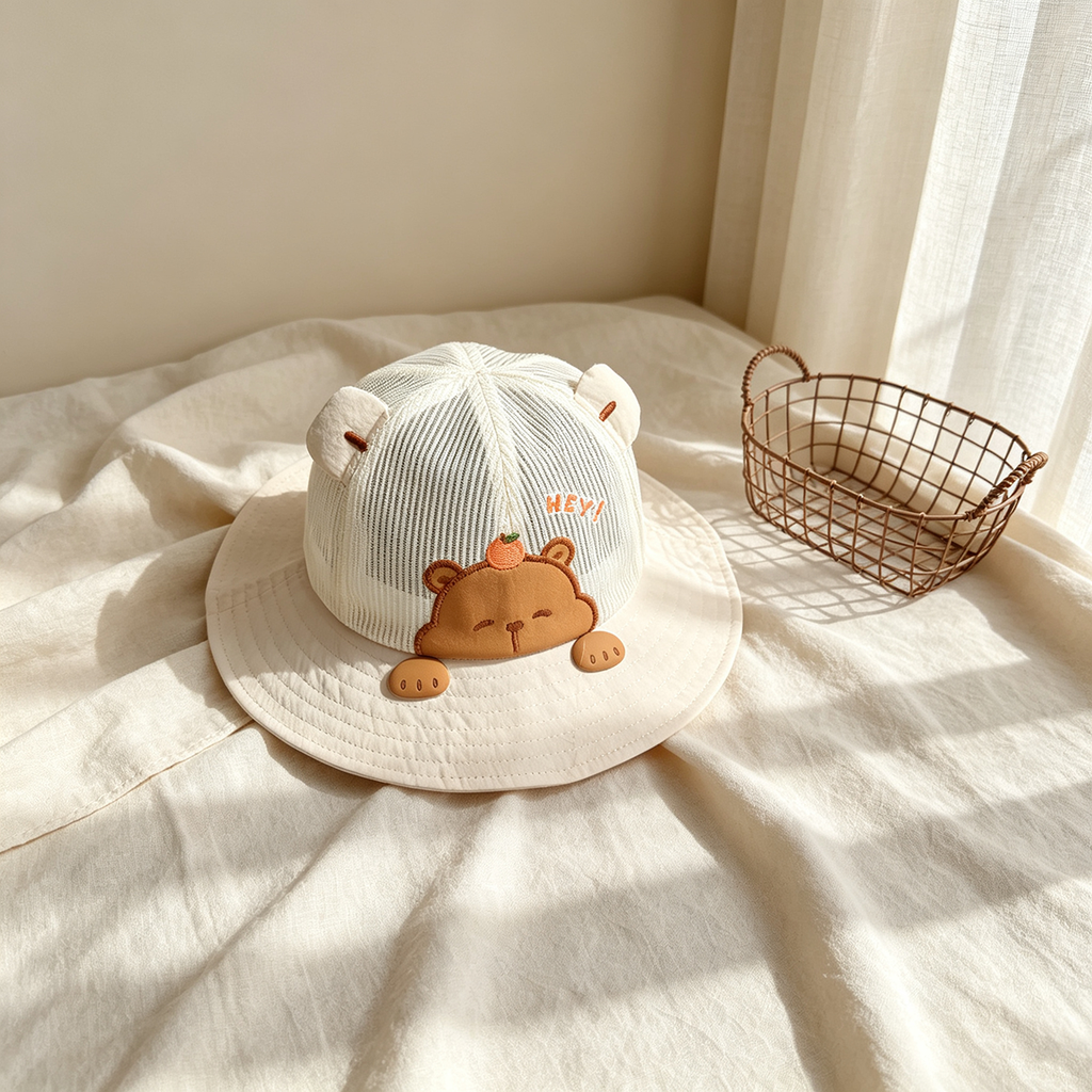 Children's Cartoon Animal-shaped All-net Thin-sleeved Breathable Cool And Cute Casual Fisherman Hat, Suitable For Traveling And Shopping.