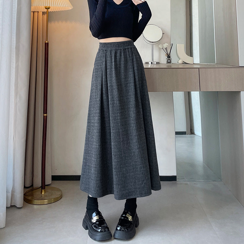 Elastic-waist Skirt Figure-flattering Mid-length Draped Skirt For Plus-size Women