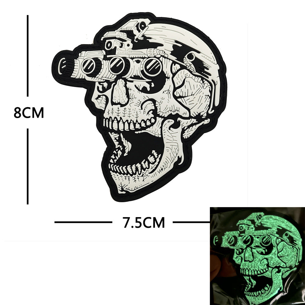 Outdoor Glow-in-the-dark Skull Soft Silicone Hook And Loop Patch