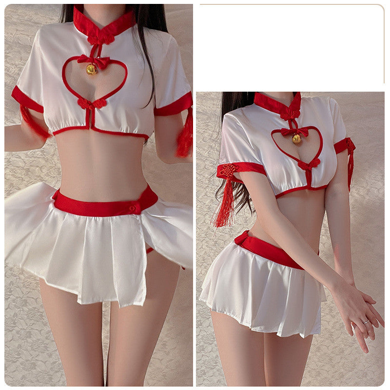 Sexy Hot Breasts Temptation Stand Collar Cheongsam Suit