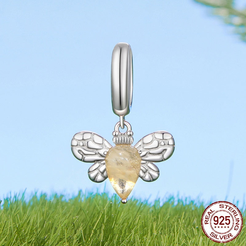 Bee Pendant Diy Beaded S925 Pure Silver Ornament Accessories