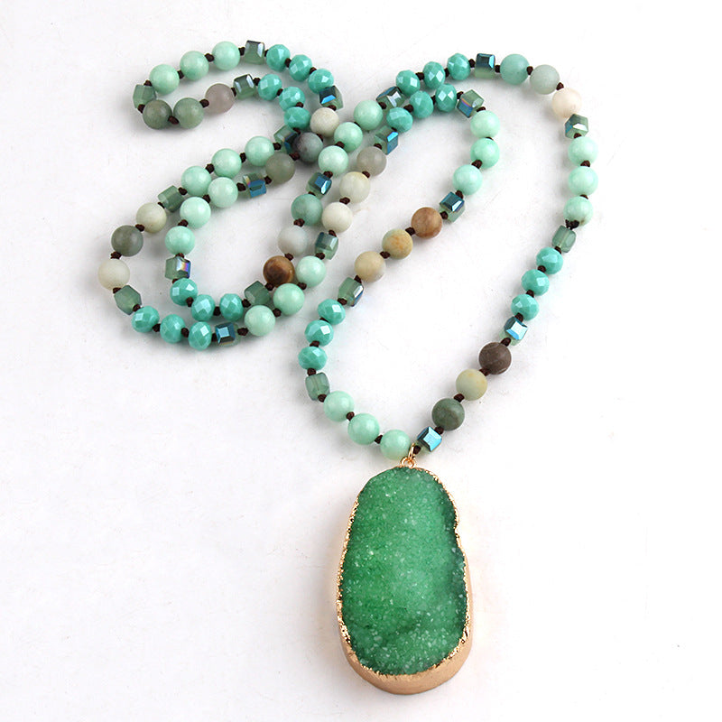 Fashionable Necklace With A Natural Gemstone Pendant
