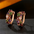 Summer Colorful Teardrop Cubic Zirconia Huggie Earrings, INS Exquisite Versatile Elegant High-End Temperament Fashion Women Ear Buckle Jewelry