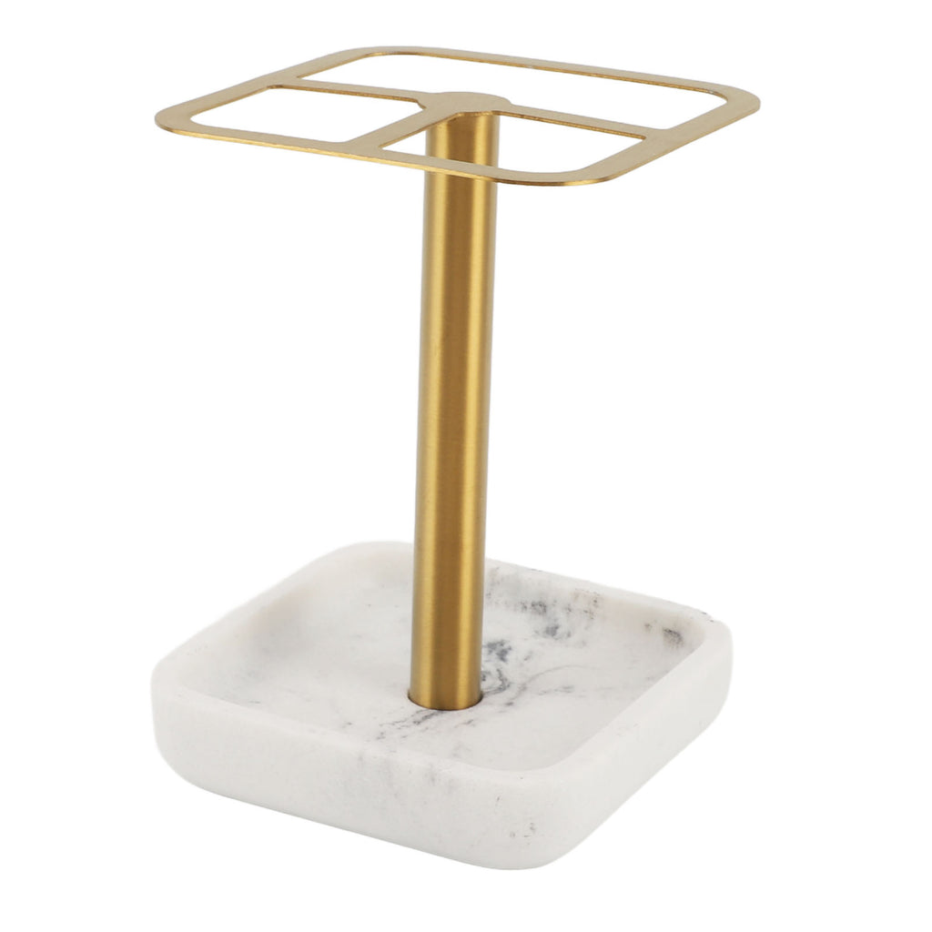 Toothbrush Holder Rustproof 304 Stainless Steel Toothpaste Storage Stand 3 Slots Space Saving Toothpaste Organizer For Bathroom Gold