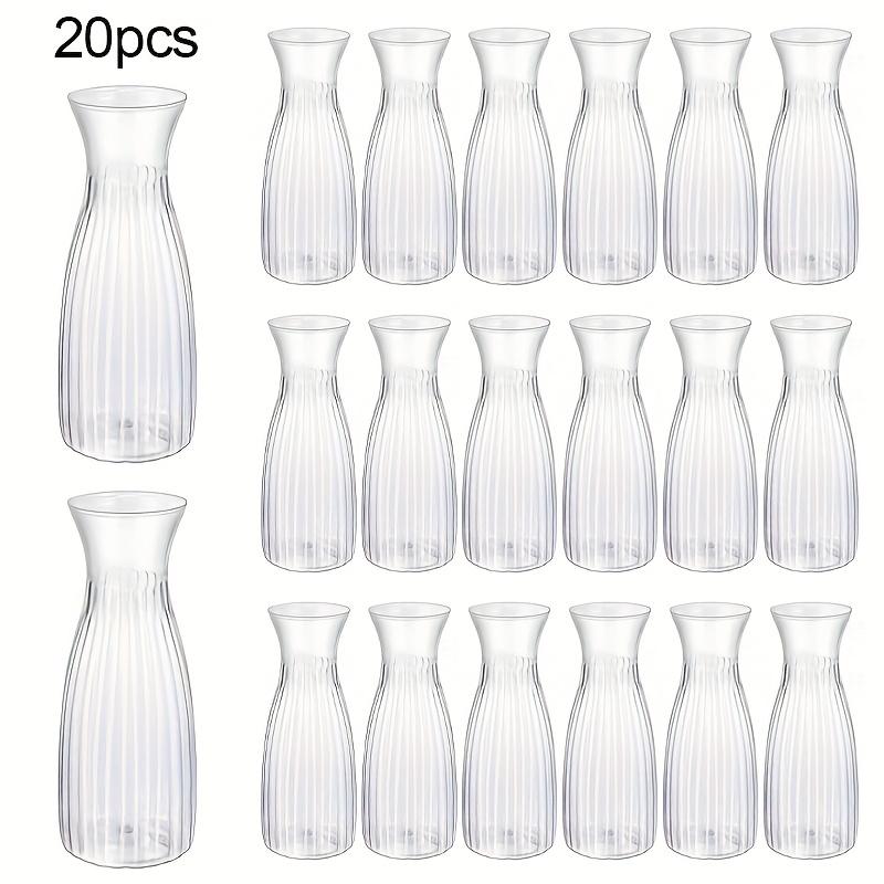 20-Piece Value Set Of Ribbed Plastic Vases Clear Design, Perfect For DIY Floral Arrangements & Various Bouquets  Versatile Decor Essential For Holidays, Home, Dining Tables, And Weddings.