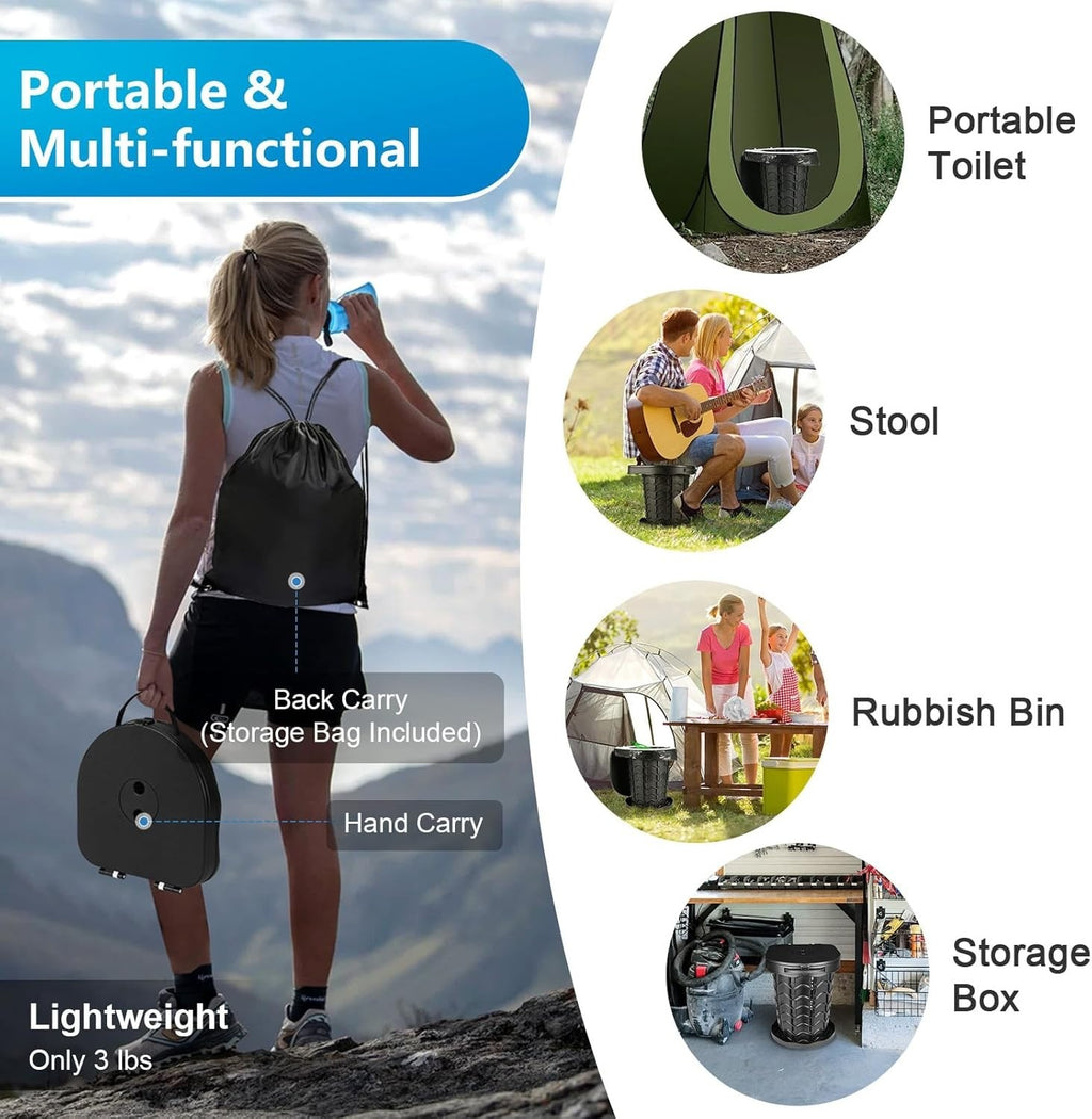 Portable Folding Camping Toilet Compact Potty Loo Caravan Toilet Picnic Fishing