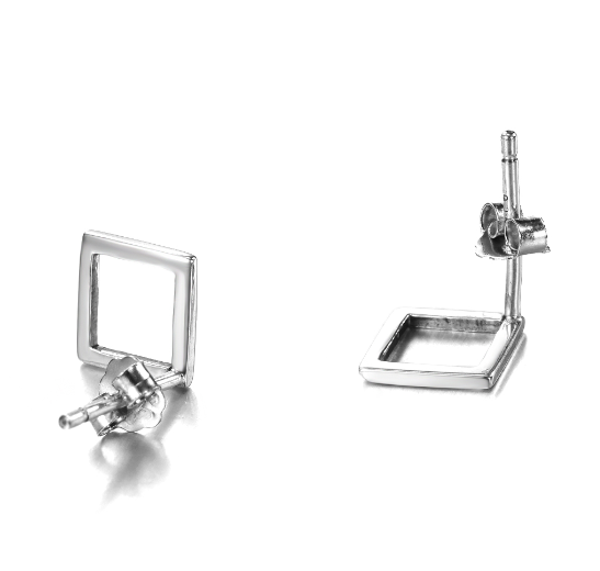 925Sterling Silver Square Shape EAR STUDS