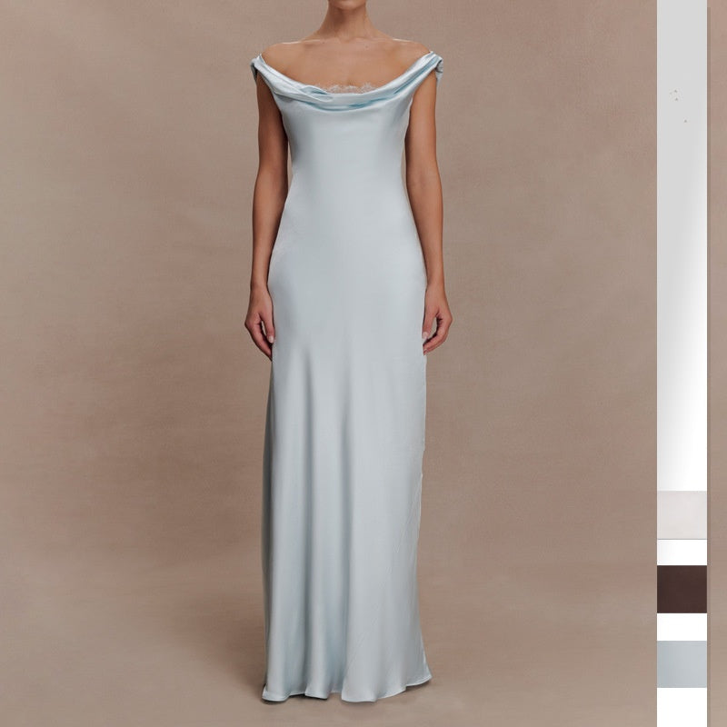 Elegant Lace Evening Dress With A Boat Neckline
