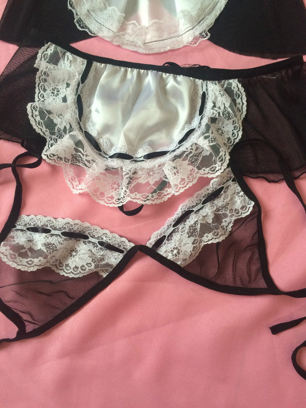 Maid Uniform Temptation Transparent Mesh Three-point Suit Maid Outfit