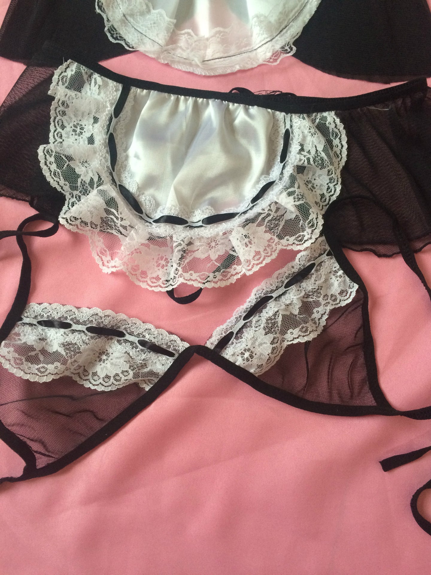 Maid Uniform Temptation Transparent Mesh Three-point Suit Maid Outfit