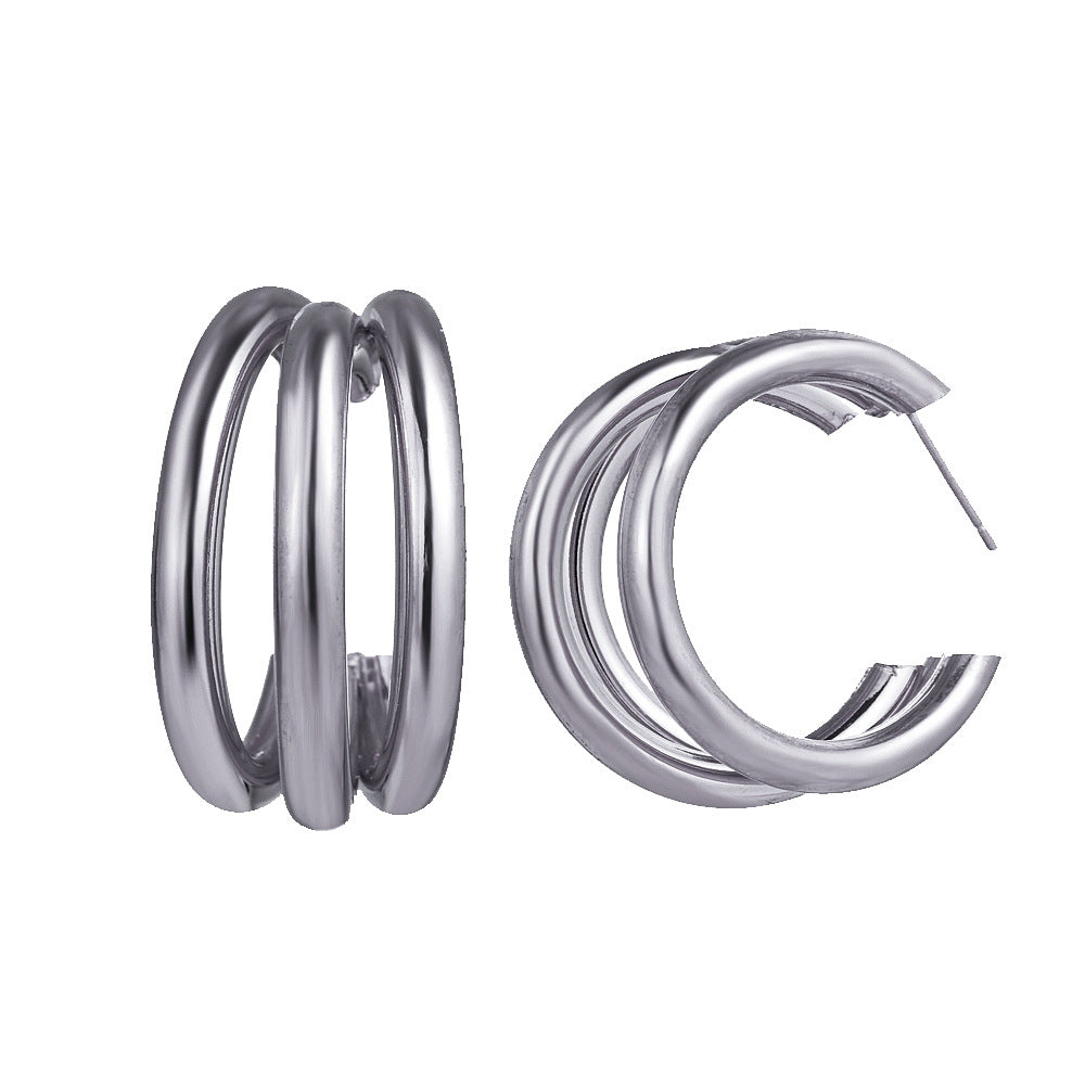 European American Retro Popular Geometric Metal Stud Earrings Set For Women, Personality High-End Fashion Jewelry Bulk Wholesale Cross-Border Accessories