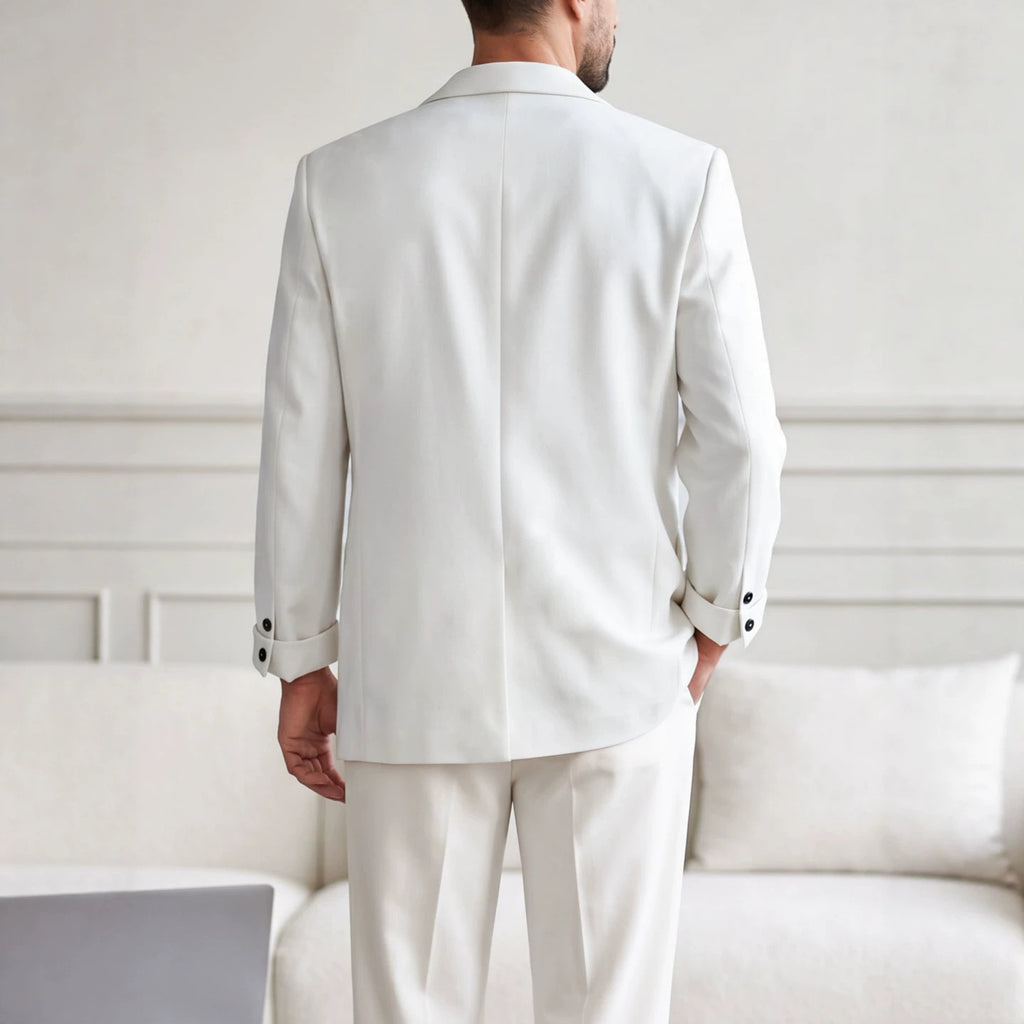 Mens White Suit With Embroidered Tailoring