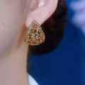 High-End Shiny Rhinestone Teardrop Earrings For Women, Elegant Niche Designer Fashion Exaggerated Delicate Dangle Ear Jewelry