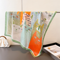 Cartoon-printed Cat Small Square Scarf With Silk Satin Surface. Cute Animal Print Decorative Headscarf. Fashionable And Versatile