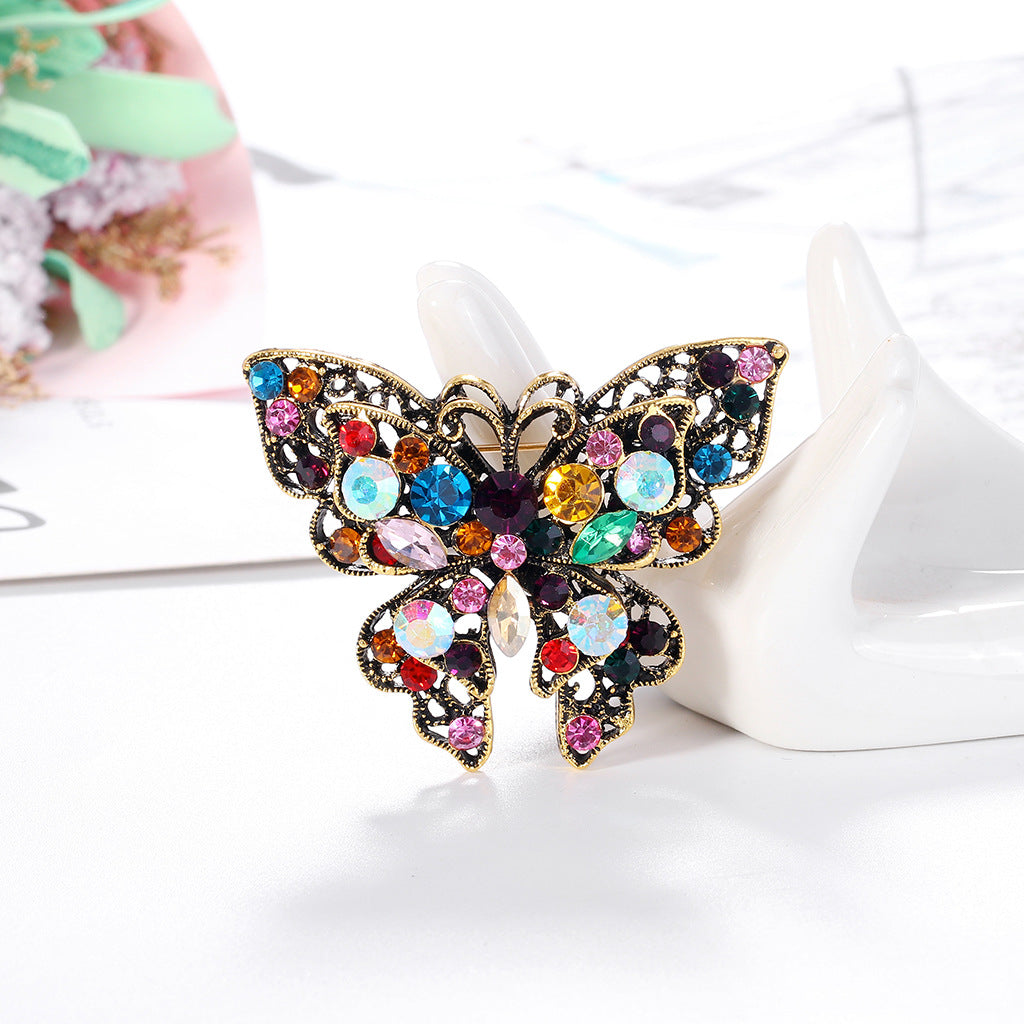 Fashion Butterfly Color Rhinestone Brooch