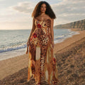 Mesh-panel Digital-print Camisole Dress
