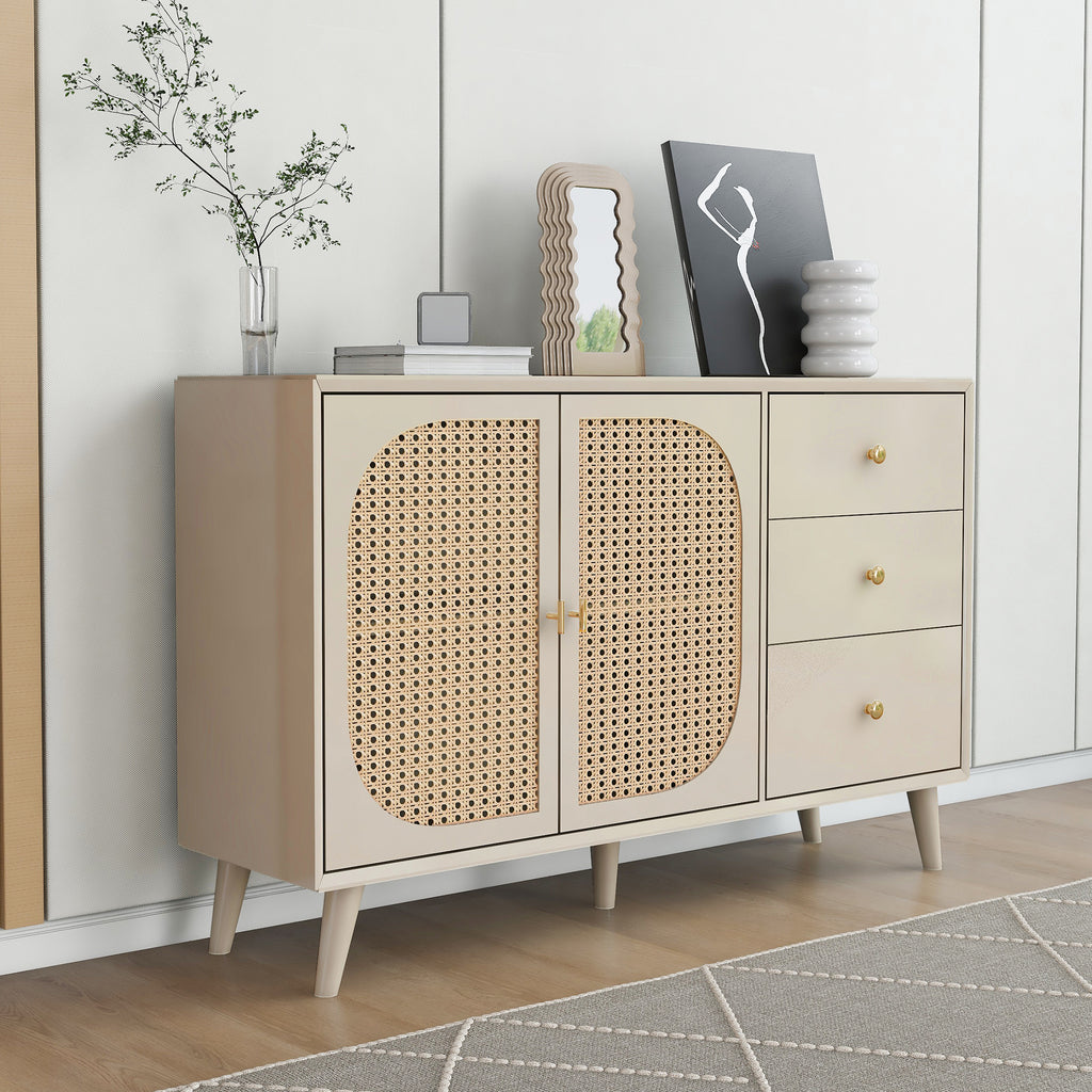 CHANGE IMAGE Dining Room Living Room Sideboard Chest Of Drawers Standing Cabinet Storage Sideboard TV Table With Doors And Drawers Sideboard With Large Storage Offwhite Cream Width 120 Cm