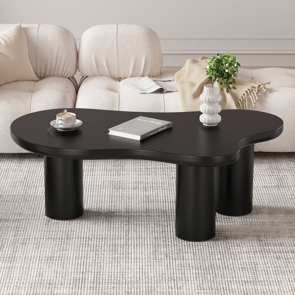 Irregular Coffee Table In Cloud Shape, 107cm Length, 66cm Width, 40.5cm Height, MDF Table Top And PVC Legs, With Felt Backing