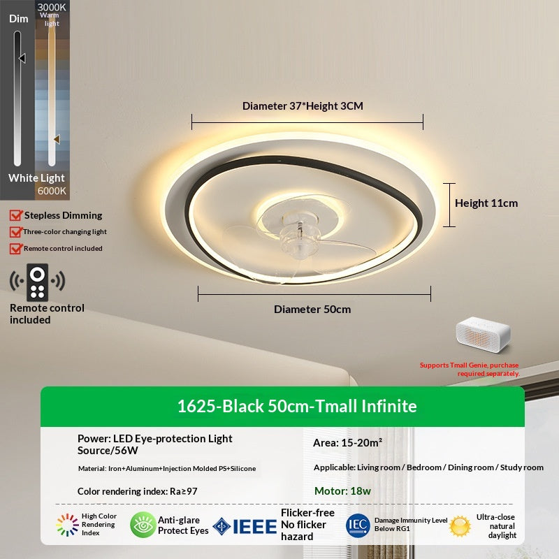 Ultra Thin Bedroom Fan Light Integrated With High-end Feel And Creamy Breeze