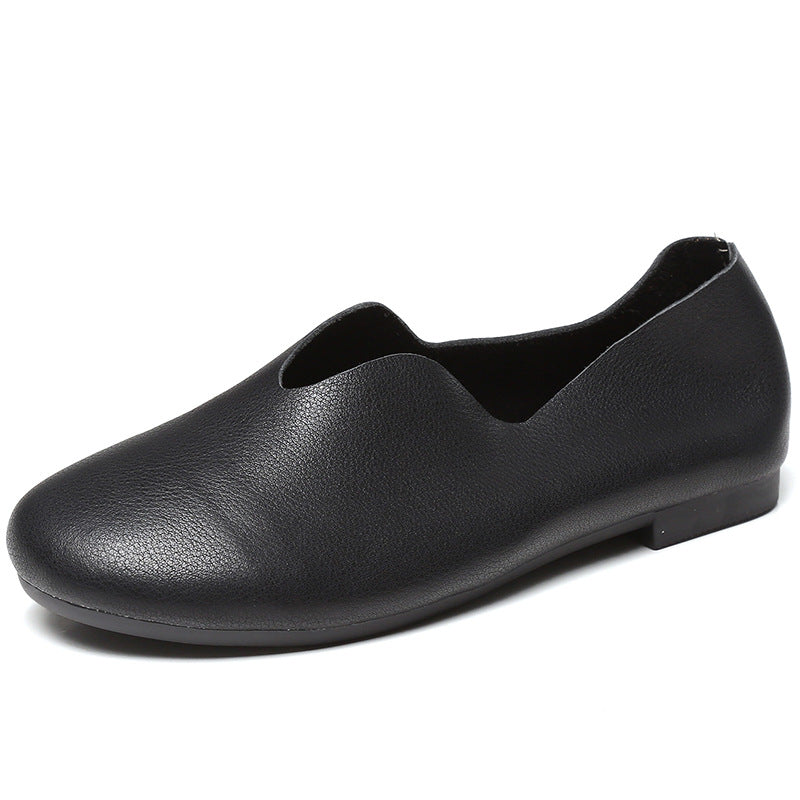Genuine Leather Vintage Handmade Round-Toe Flat Shoes
