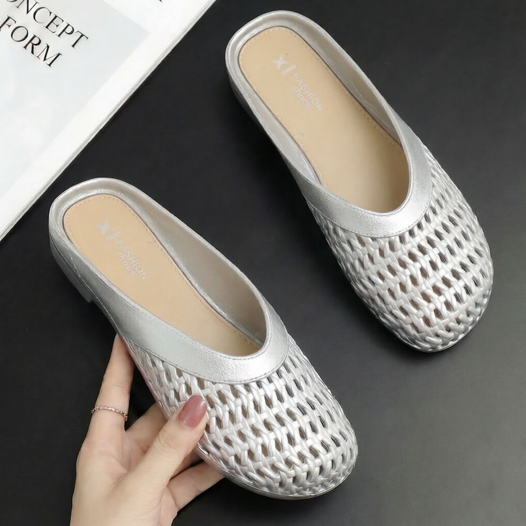 Womens Stylish Versatile Woven Mule Sandals
