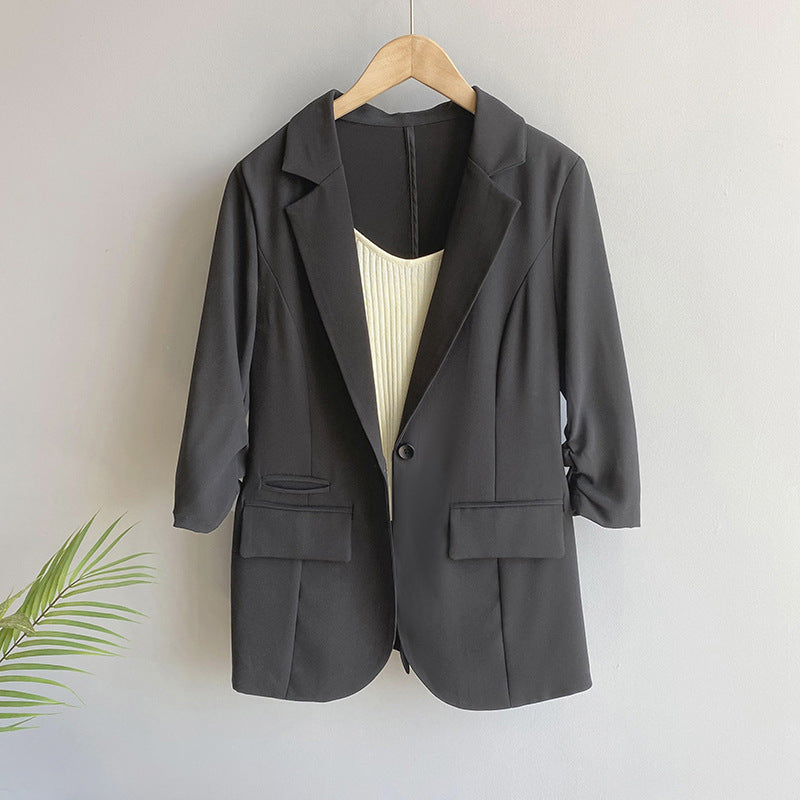 Women's Minimalist Solid Color Lapel Blazer