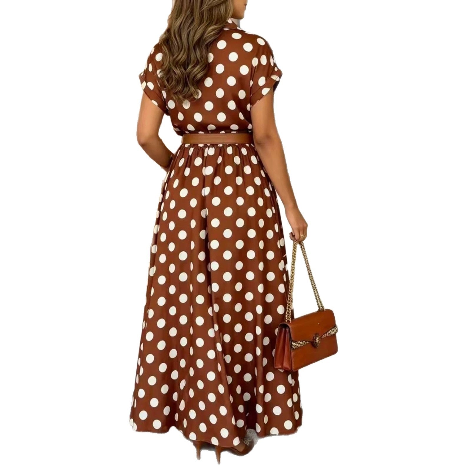 Retro Polka-dot Waist-cinching Dress For Women