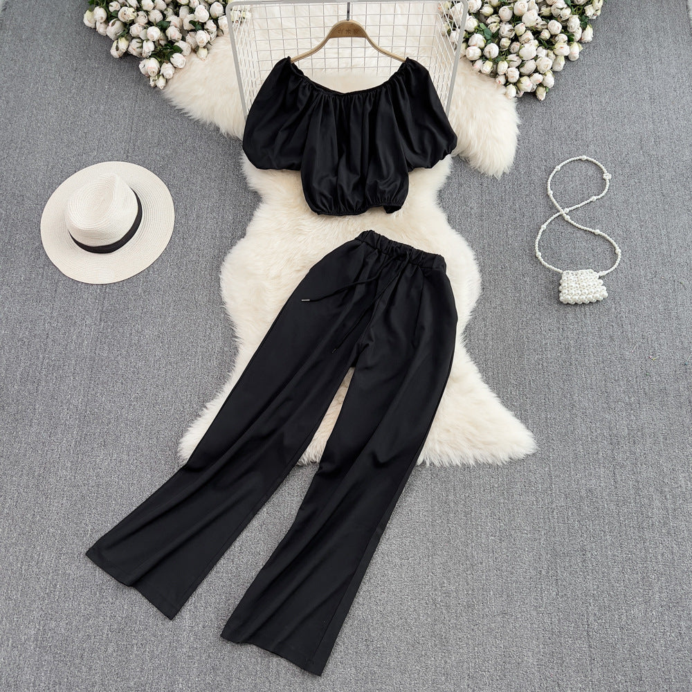 Women's One-shoulder High-waist Short Top Two-piece Set