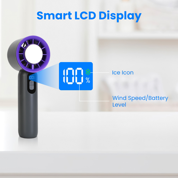 Speed Handheld Cooling Fan With Superconducting Ice Pack, 3000mAh Rechargeable Portable Mini Air Cooler With LCD Display For Summer Outdoor Travel