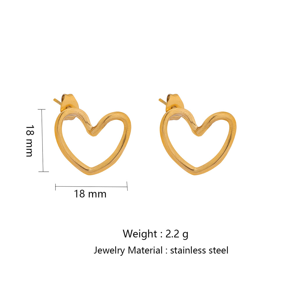 Stainless Steel Minimalist Hollow-out Heart-shaped Pendant Necklace