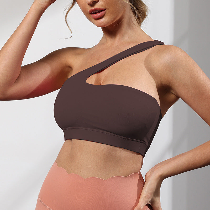 European And American Bare-feel Sports Bra One-shoulder Yoga Bra Stylish Sports Back