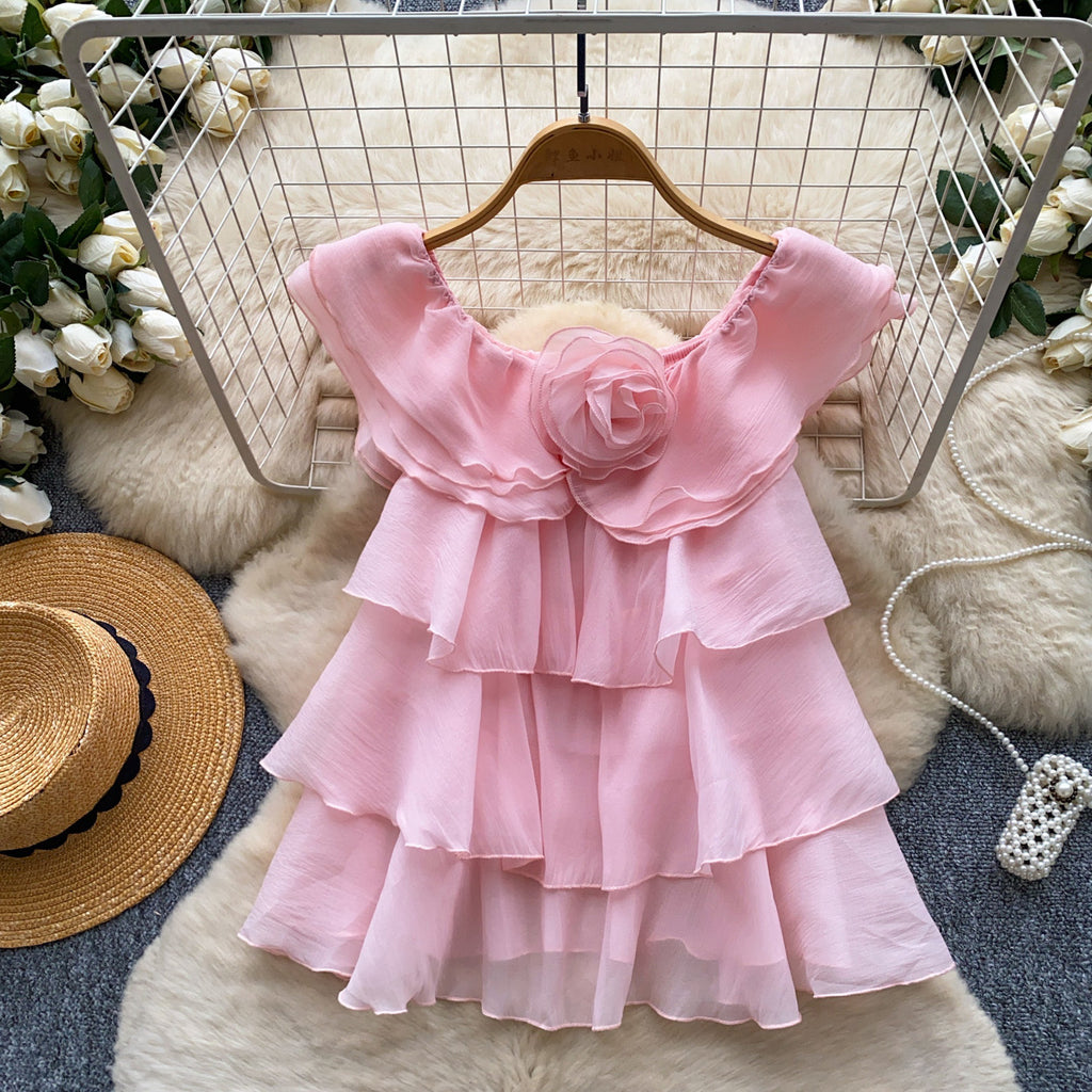 Womens Solid-color Chiffon Blouse With Ruffled Hem