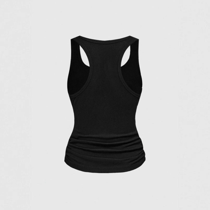 Womens Versatile Top With A Round Neckline And Metal Accents